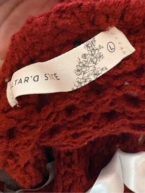 Altard state Red Knit cardigan with Ribbon Detail